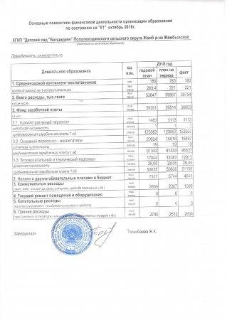 Основные показатели финансовой деятельности