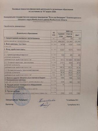 Основные показатели финансовой деятельности организации образования